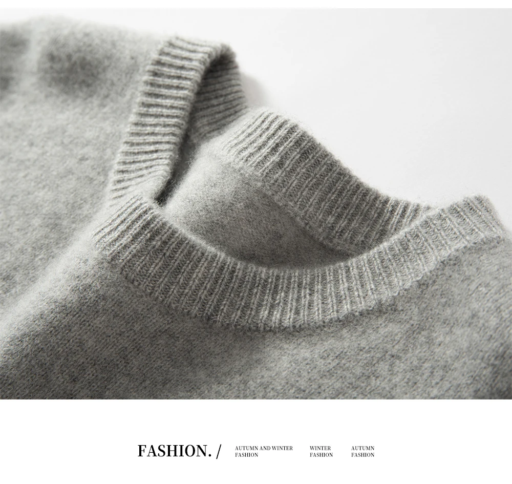 2025 New Autumn 100% Cashmere Sweaters Men O-Neck Knit Pullover Winter Thickened Long Sleeve Casual Tops Men's Bottoming Sweater
