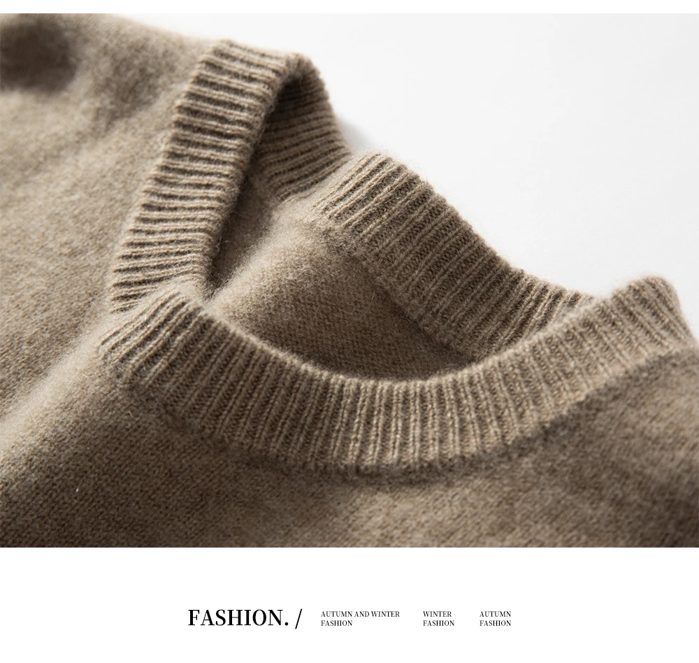 2025 New Autumn 100% Cashmere Sweaters Men O-Neck Knit Pullover Winter Thickened Long Sleeve Casual Tops Men's Bottoming Sweater