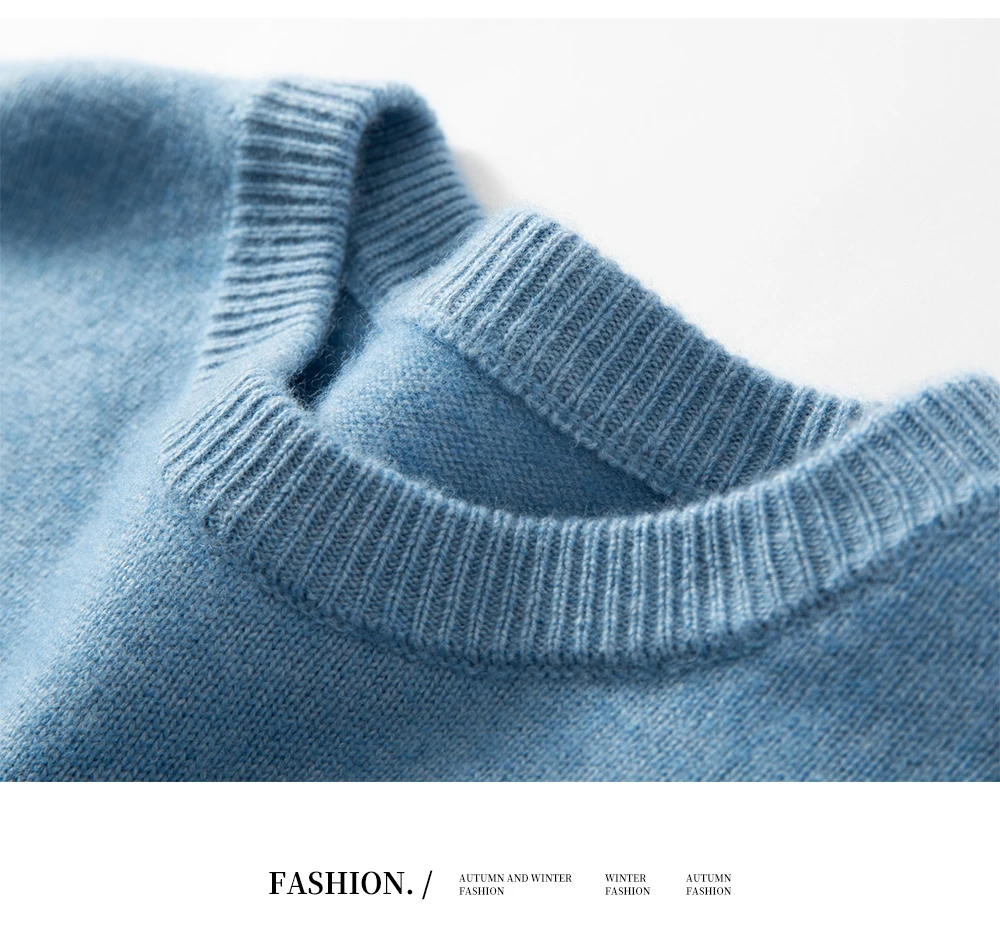 2025 New Autumn 100% Cashmere Sweaters Men O-Neck Knit Pullover Winter Thickened Long Sleeve Casual Tops Men's Bottoming Sweater