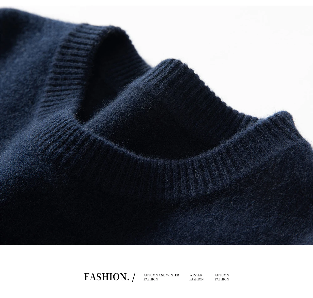 2025 New Autumn 100% Cashmere Sweaters Men O-Neck Knit Pullover Winter Thickened Long Sleeve Casual Tops Men's Bottoming Sweater