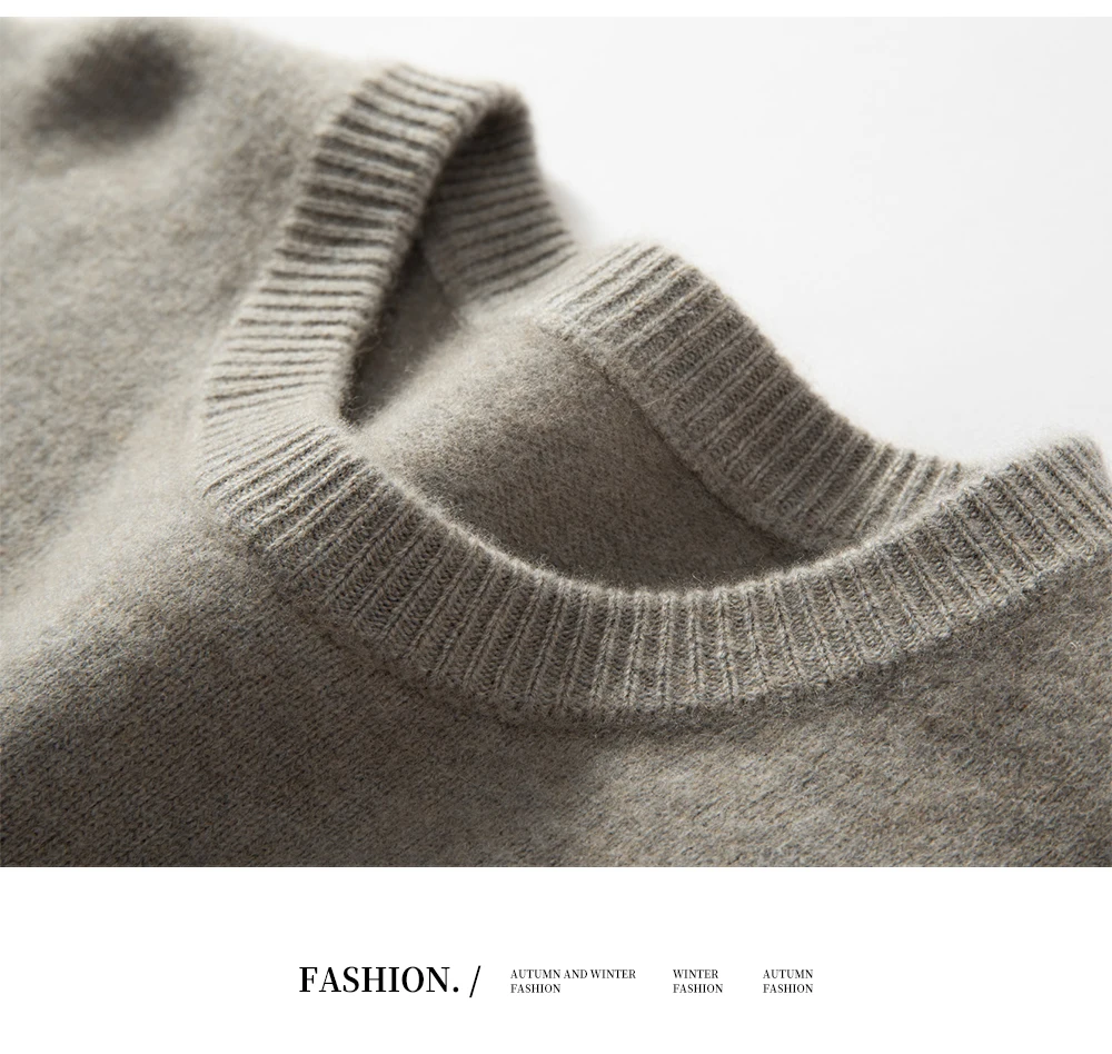 2025 New Autumn 100% Cashmere Sweaters Men O-Neck Knit Pullover Winter Thickened Long Sleeve Casual Tops Men's Bottoming Sweater