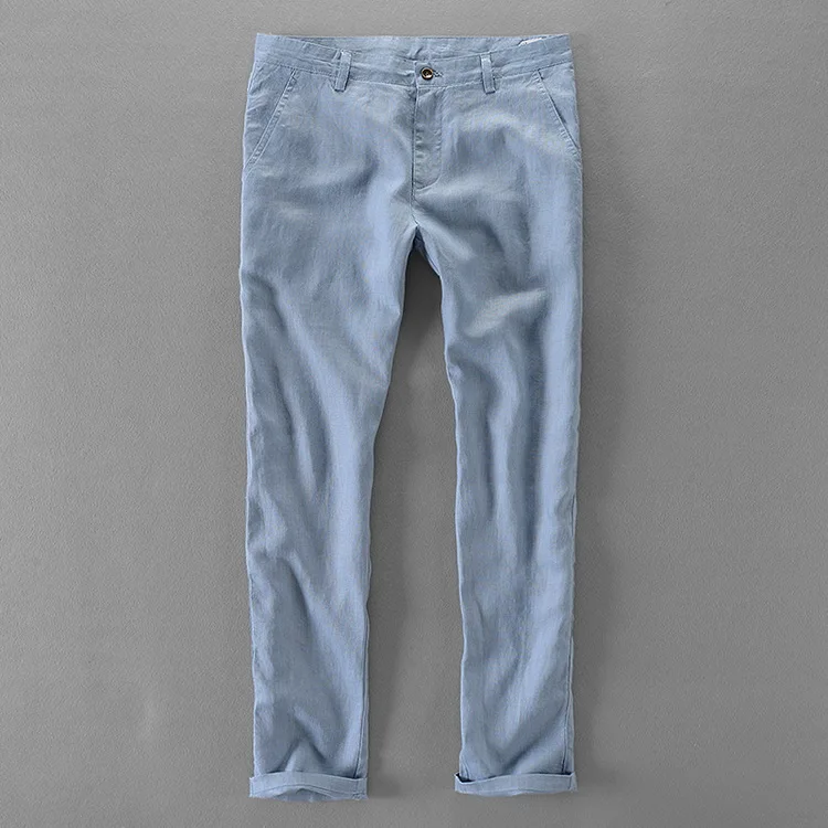 New Designer Pure Linen Fashion Brand Pants For Men Trousers Casual Business Solid Pantalon Hombre Pantalones 30-40 Size
