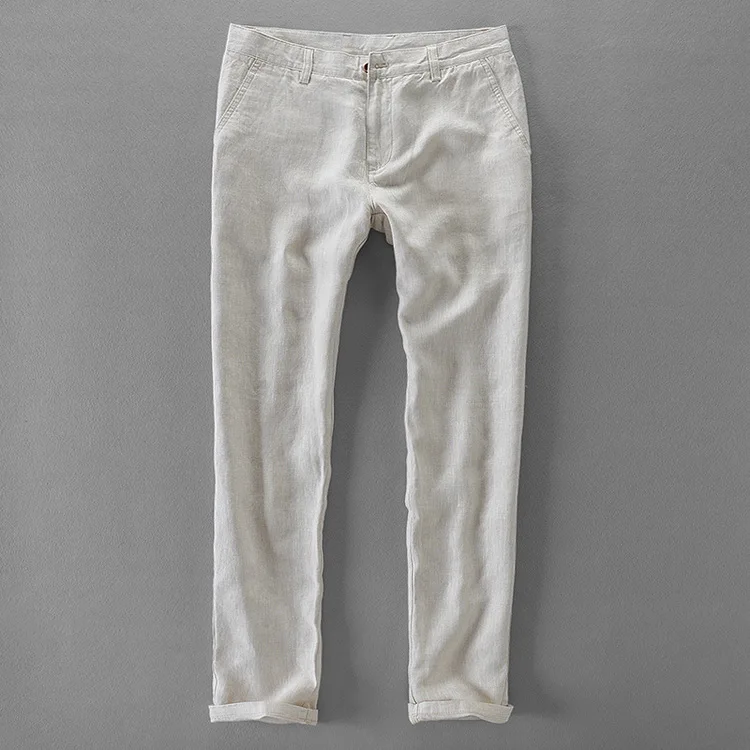 New Designer Pure Linen Fashion Brand Pants For Men Trousers Casual Business Solid Pantalon Hombre Pantalones 30-40 Size