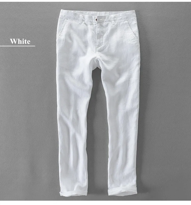 New Designer Pure Linen Fashion Brand Pants For Men Trousers Casual Business Solid Pantalon Hombre Pantalones 30-40 Size