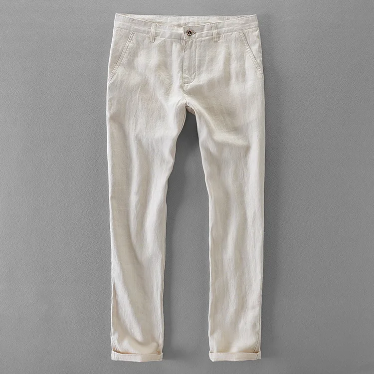 New Designer Pure Linen Fashion Brand Pants For Men Trousers Casual Business Solid Pantalon Hombre Pantalones 30-40 Size