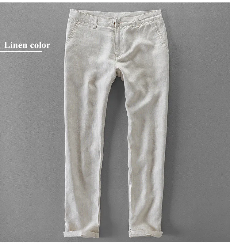 New Designer Pure Linen Fashion Brand Pants For Men Trousers Casual Business Solid Pantalon Hombre Pantalones 30-40 Size