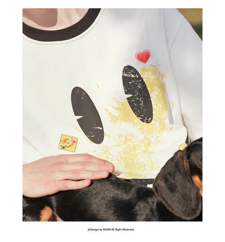 Semir Men Tshirt Cotton Printed Knit Casual Couple Style Fashion Top 2026 Summer Soft Breathable Daily Casual Wear Top