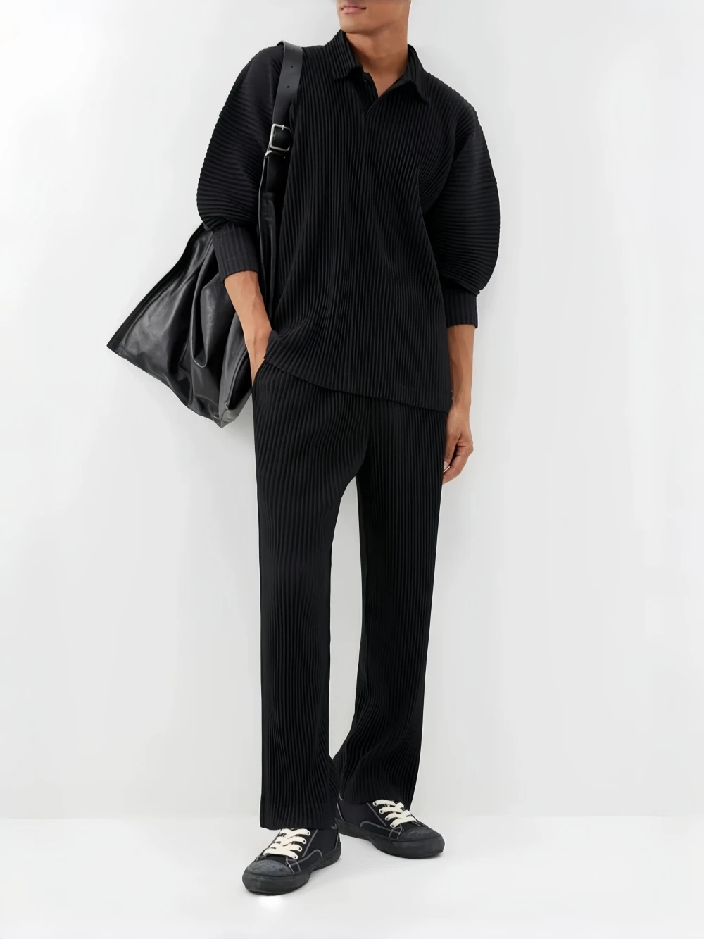Miyake Pleated Men Trousers Baggy Straight Pants Fashion Casual Pants Japanese Style Miyake Pleated Pants