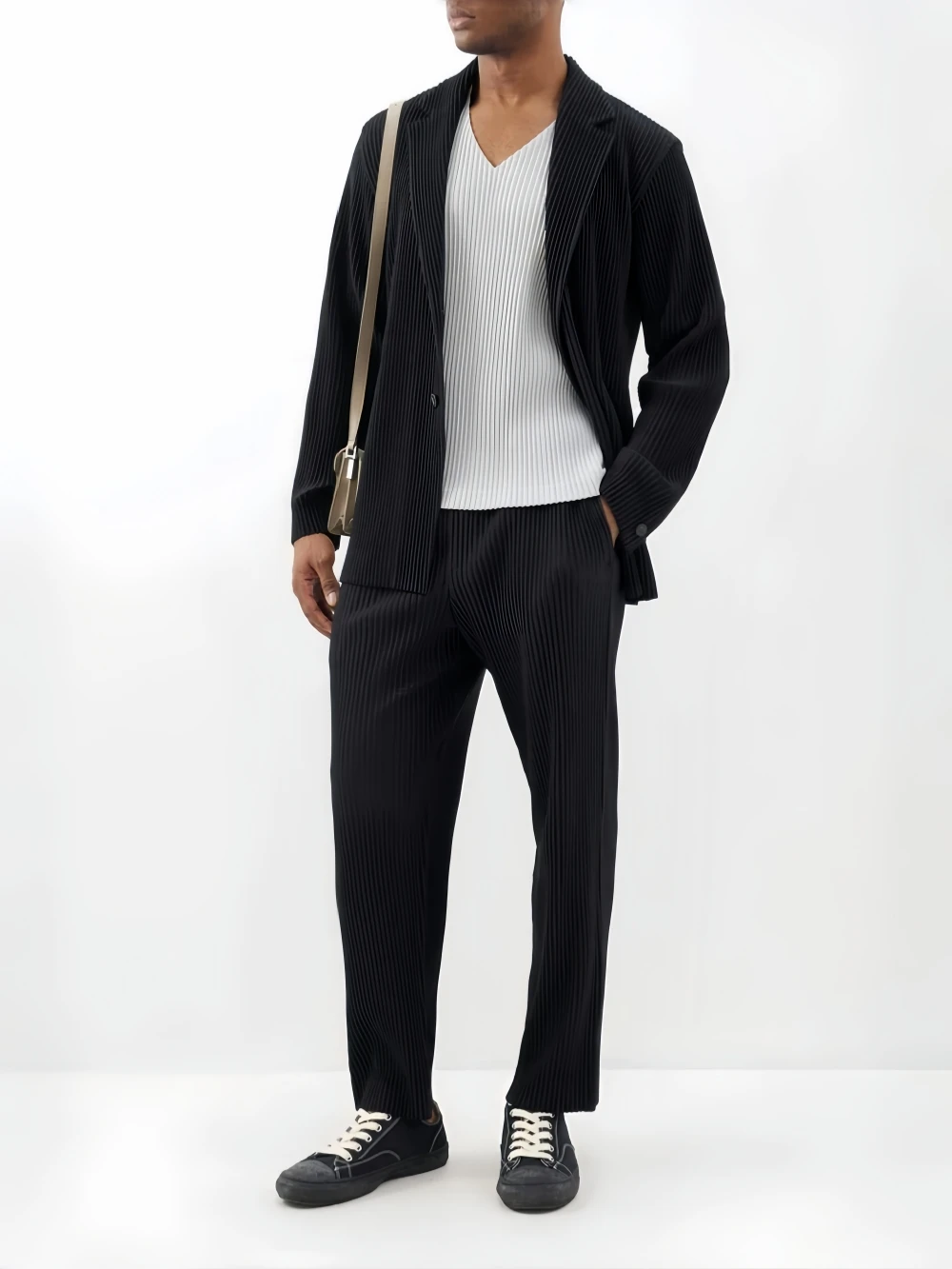 Miyake Pleated Men Trousers Baggy Straight Pants Fashion Casual Pants Japanese Style Miyake Pleated Pants