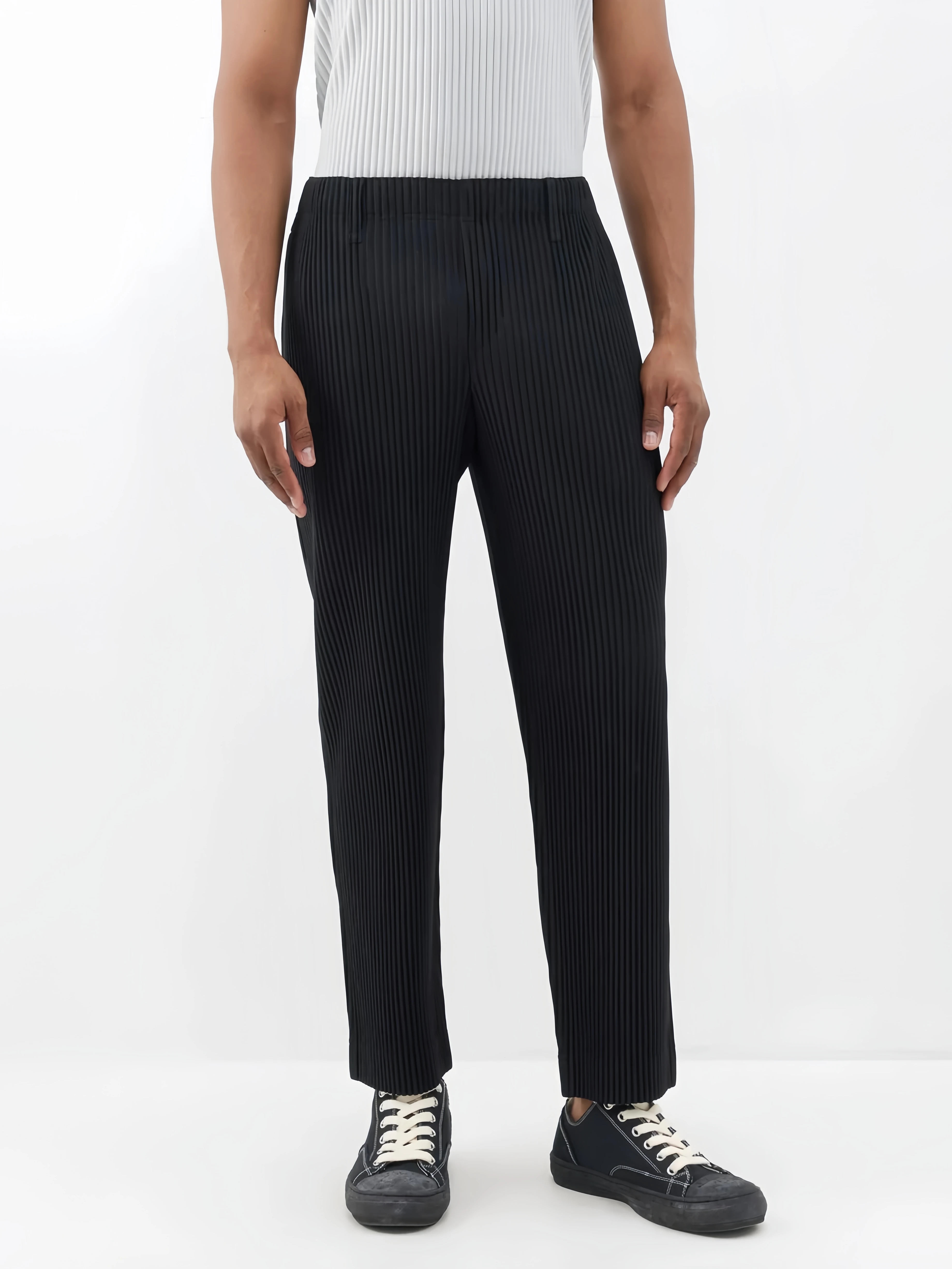 Miyake Pleated Men Trousers Baggy Straight Pants Fashion Casual Pants Japanese Style Miyake Pleated Pants