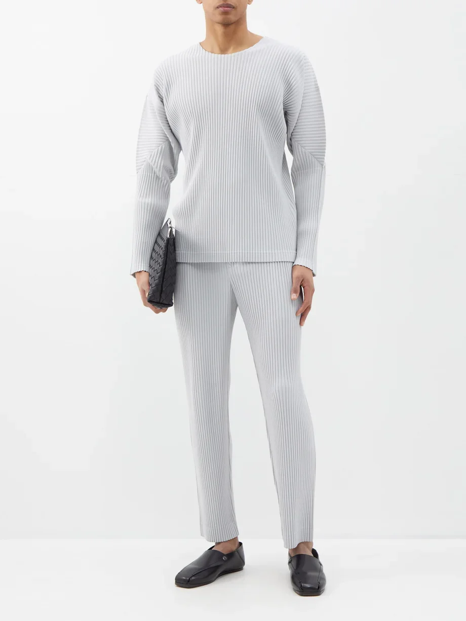 Miyake Pleated Men Trousers Baggy Straight Pants Fashion Casual Pants Japanese Style Miyake Pleated Pants