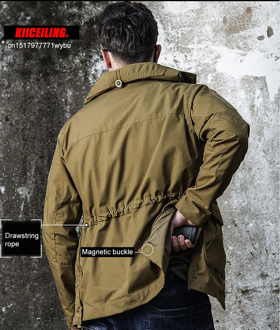KIICEILING M65 Multicam Tactical Jackets For Men Waterproof Windbreakers Male Camouflage Motorcycle Parka Trench Coat Women