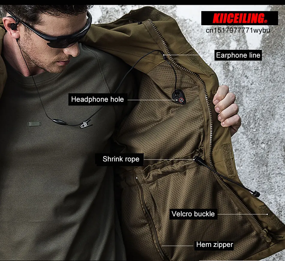 KIICEILING M65 Multicam Tactical Jackets For Men Waterproof Windbreakers Male Camouflage Motorcycle Parka Trench Coat Women