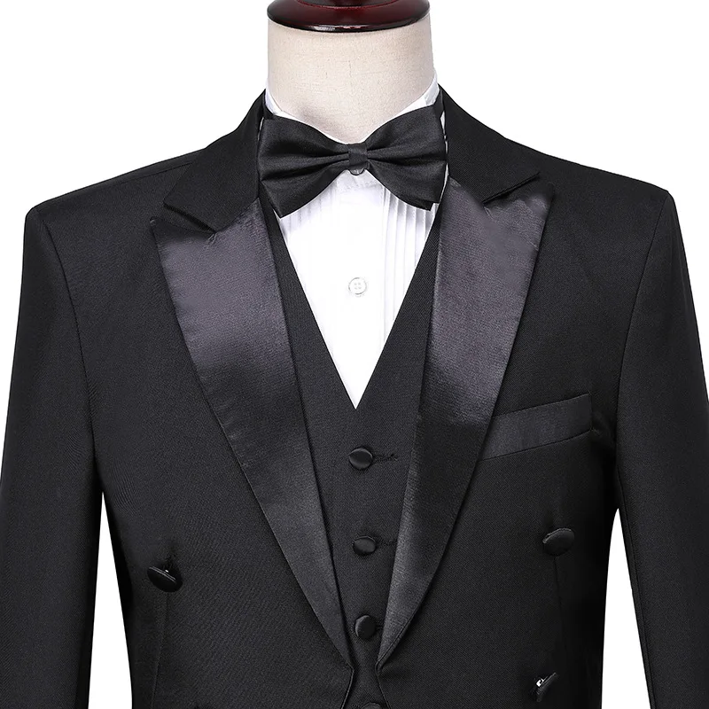 2026 New Men's Black Tuxedo Tailcoat Formal Dress Two-Piece Suit, White Party Wedding Jacket and Pants