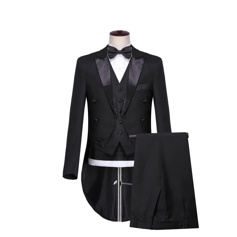 2026 New Men's Black Tuxedo Tailcoat Formal Dress Two-Piece Suit, White Party Wedding Jacket and Pants