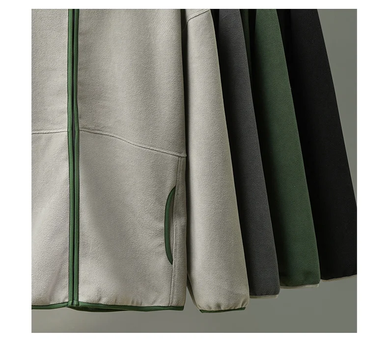 DUKEEN Men's Double-Sided Fleece Hoodie Autumn and Winter Warm Windbreaks 7A Antimicrobial Zipper Jackets for Men