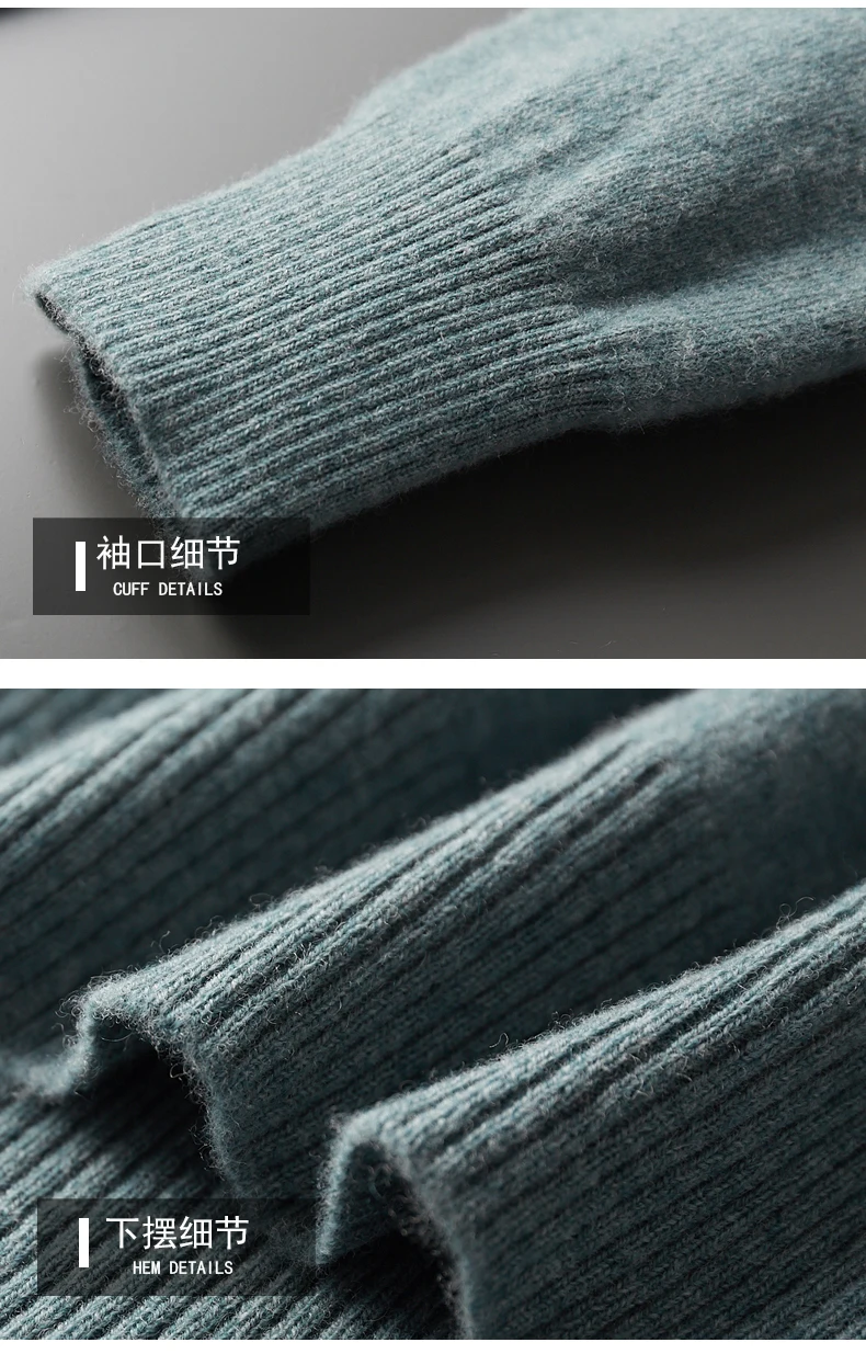 Autumn and winter new 100% pure merino wool pullover men's turtleneck cashmere sweater thickened warm loose solid color top