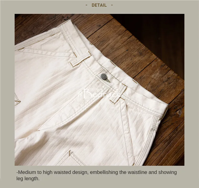 Herringbone Pattern Underground Work Suit Pants For Men High Waist Loose Straight Tube Locomotive Casual Pants Freewheelers Men