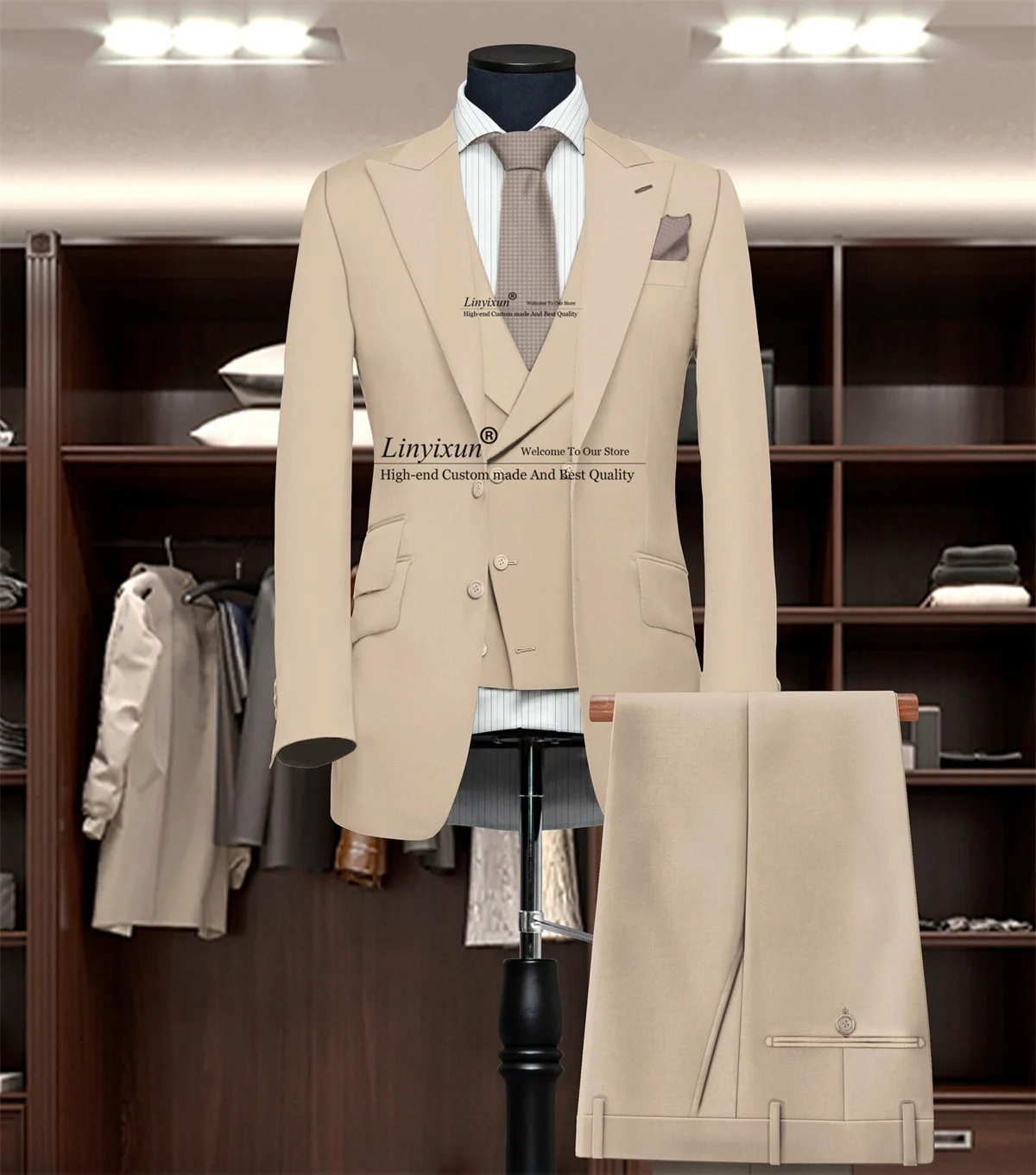 Fashion Man Suit for Wedding Slim Peaked Lapel Multiple Button Customized Business Office Men 2 Piece Set Groom Tuxedo Outfit