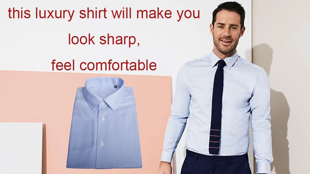 Luxury Dress Shirts For Men 100s 2-ply High Quality 100% Cotton Business Shirt Men Clothing Wrinkle Free Mens Shirts Christmas