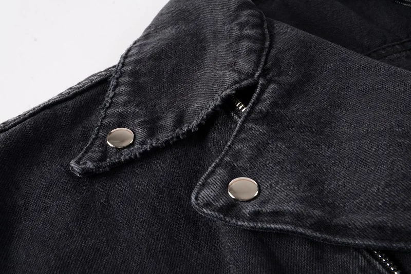 Coat Men Denim Coats Turn Down Collar Jackets Zipper Full Sleeve Vintage Washed Diatressed Y2k Streetwear Casual Spliced Jacket