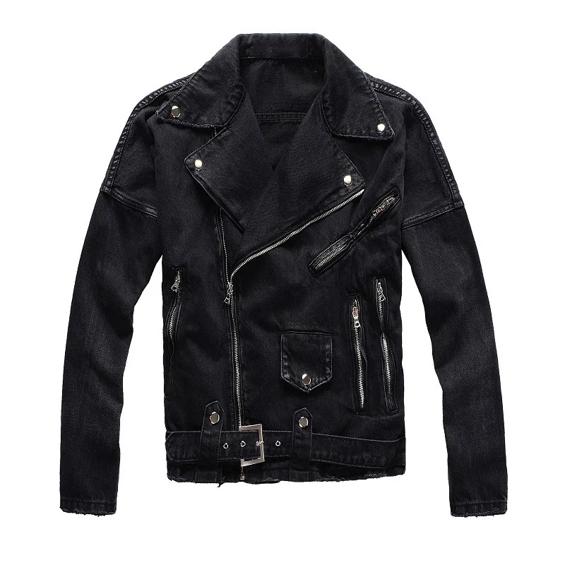 Coat Men Denim Coats Turn Down Collar Jackets Zipper Full Sleeve Vintage Washed Diatressed Y2k Streetwear Casual Spliced Jacket