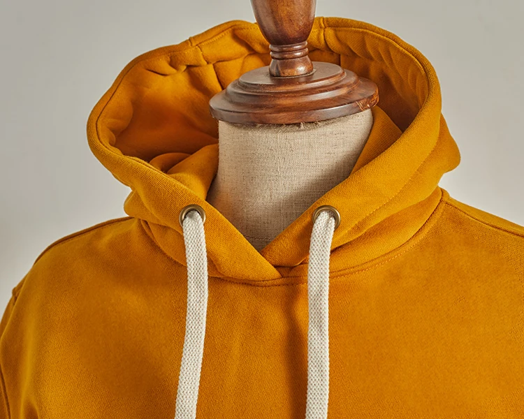 Autumn Winter American Retro Hooded Kangaroo Pocket Sweatershirts Men's Fashion Loose Casual Heavyweight Velvet Pullover Hoodies