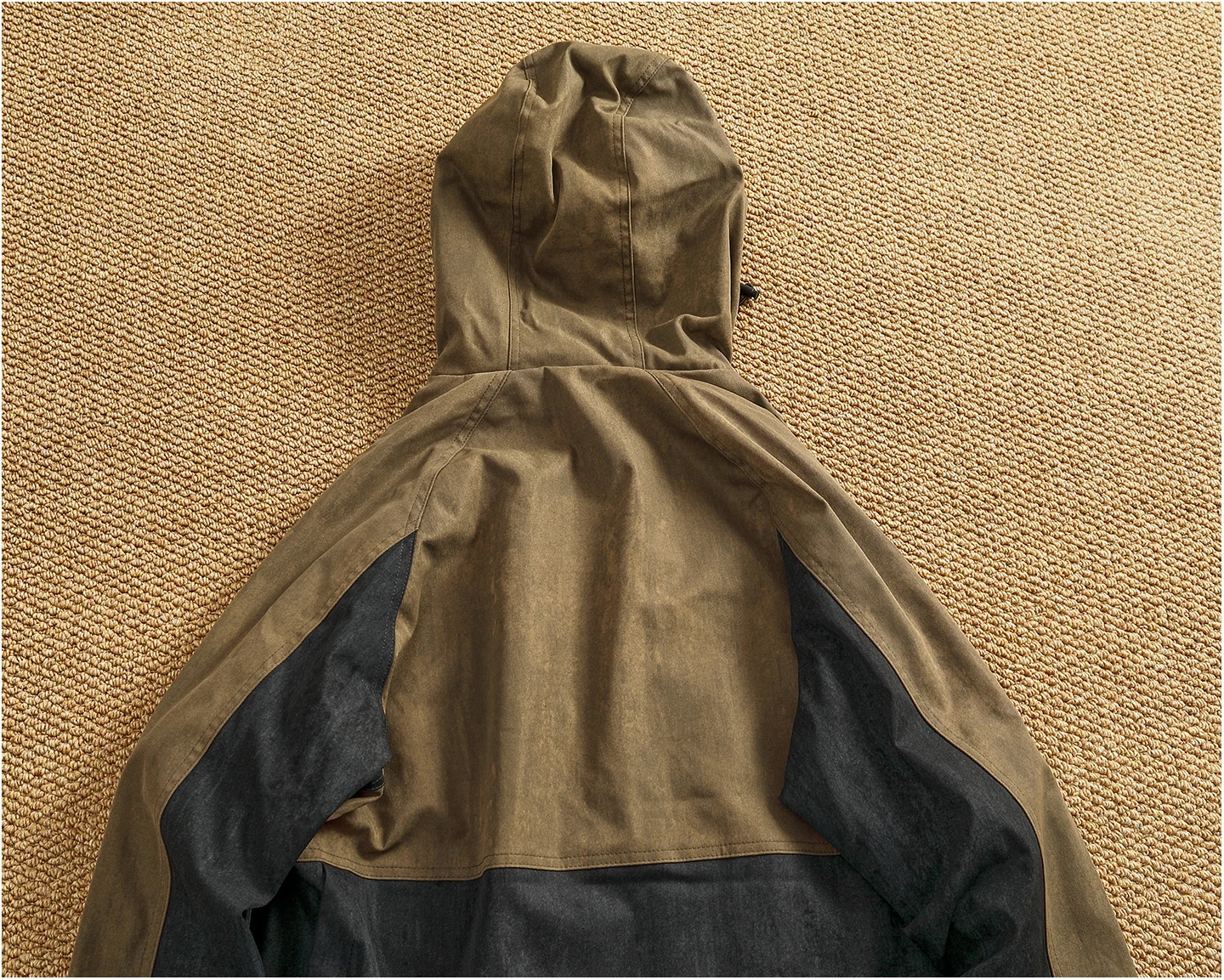 Winter velvet lining pocket work jacket men's hooded contrasting color stitching trendy functional cotton top