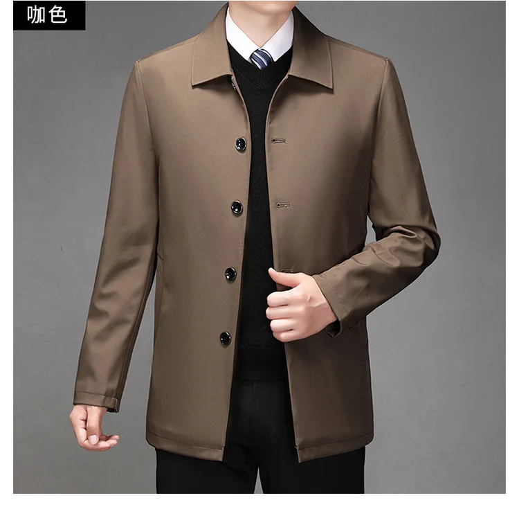 2025 High-quality Middle-aged Men's Jacket Loose Casual Spring and Autumn Clothing Middle-aged Dad Coat Single-row Button Jacket