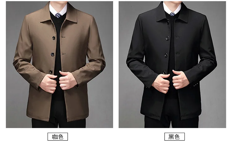 2025 High-quality Middle-aged Men's Jacket Loose Casual Spring and Autumn Clothing Middle-aged Dad Coat Single-row Button Jacket