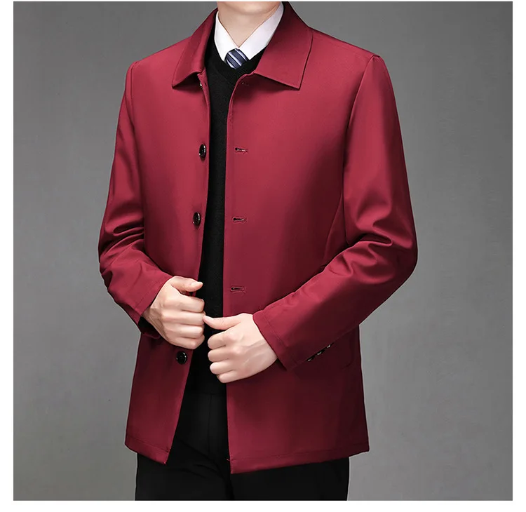 2025 High-quality Middle-aged Men's Jacket Loose Casual Spring and Autumn Clothing Middle-aged Dad Coat Single-row Button Jacket
