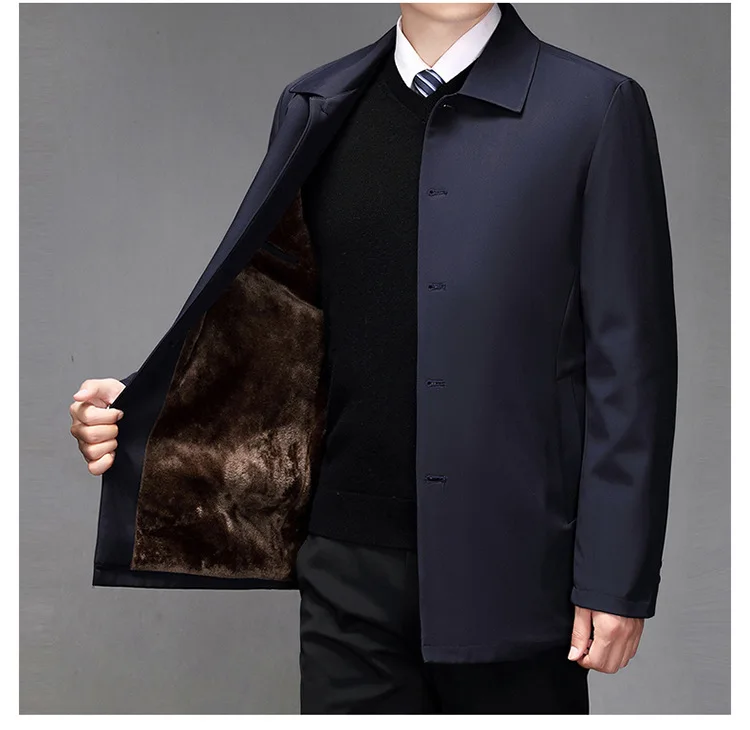 2025 High-quality Middle-aged Men's Jacket Loose Casual Spring and Autumn Clothing Middle-aged Dad Coat Single-row Button Jacket