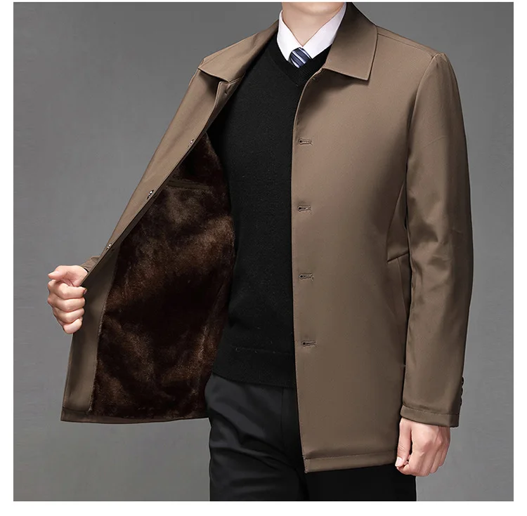 2025 High-quality Middle-aged Men's Jacket Loose Casual Spring and Autumn Clothing Middle-aged Dad Coat Single-row Button Jacket