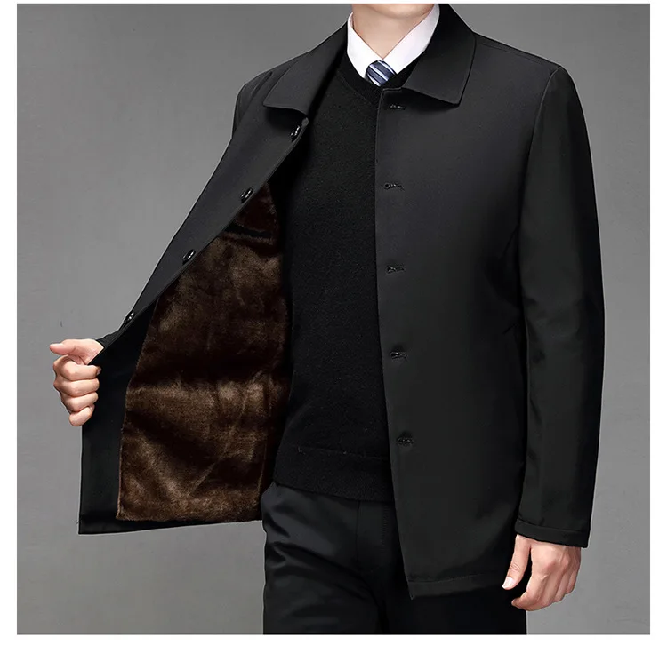 2025 High-quality Middle-aged Men's Jacket Loose Casual Spring and Autumn Clothing Middle-aged Dad Coat Single-row Button Jacket