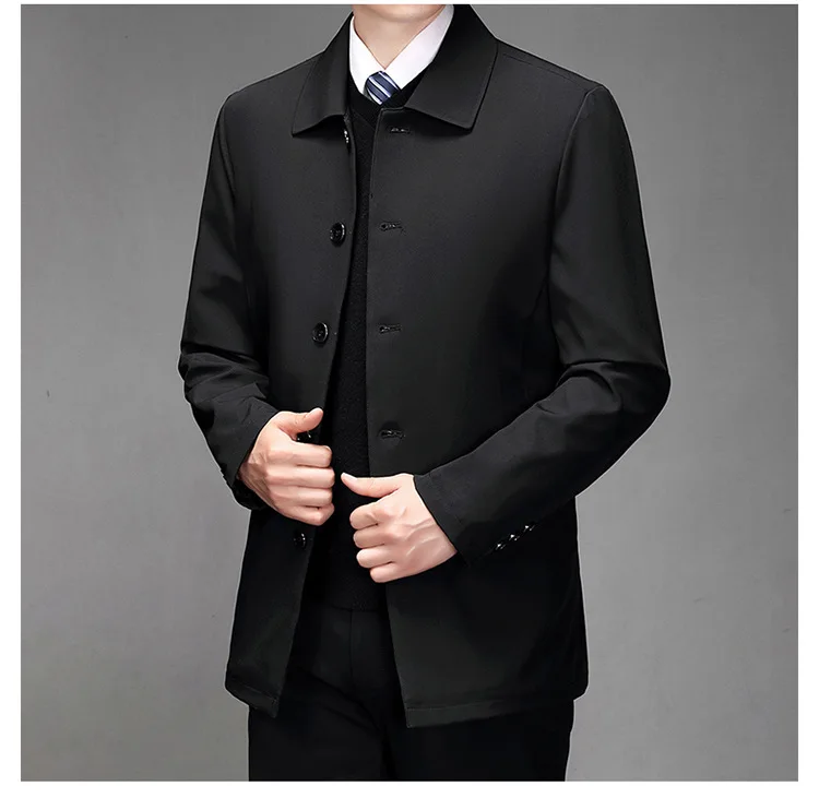 2025 High-quality Middle-aged Men's Jacket Loose Casual Spring and Autumn Clothing Middle-aged Dad Coat Single-row Button Jacket