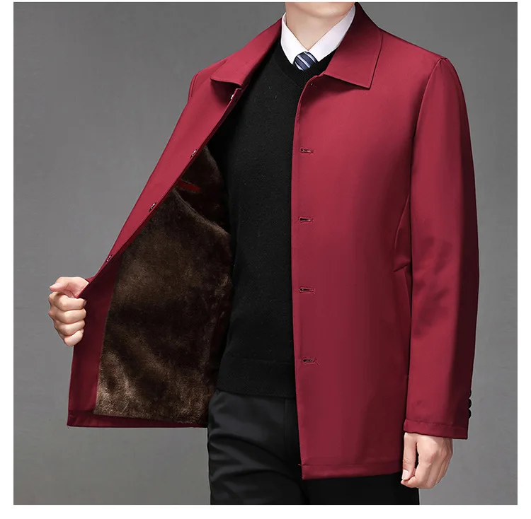 2025 High-quality Middle-aged Men's Jacket Loose Casual Spring and Autumn Clothing Middle-aged Dad Coat Single-row Button Jacket