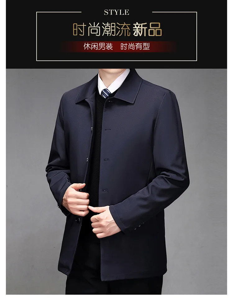 2025 High-quality Middle-aged Men's Jacket Loose Casual Spring and Autumn Clothing Middle-aged Dad Coat Single-row Button Jacket