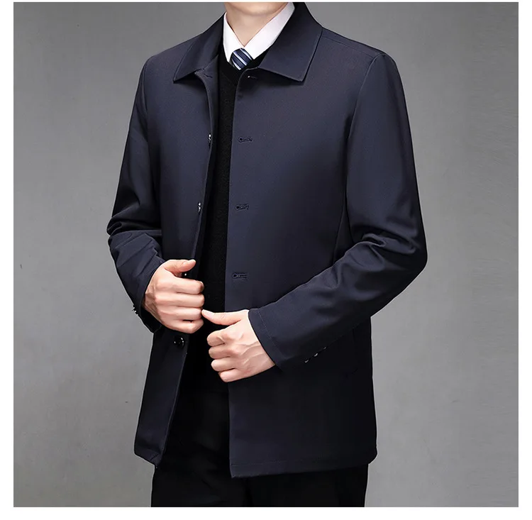2025 High-quality Middle-aged Men's Jacket Loose Casual Spring and Autumn Clothing Middle-aged Dad Coat Single-row Button Jacket