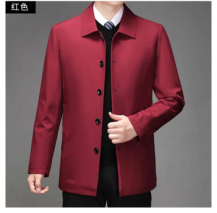 2025 High-quality Middle-aged Men's Jacket Loose Casual Spring and Autumn Clothing Middle-aged Dad Coat Single-row Button Jacket
