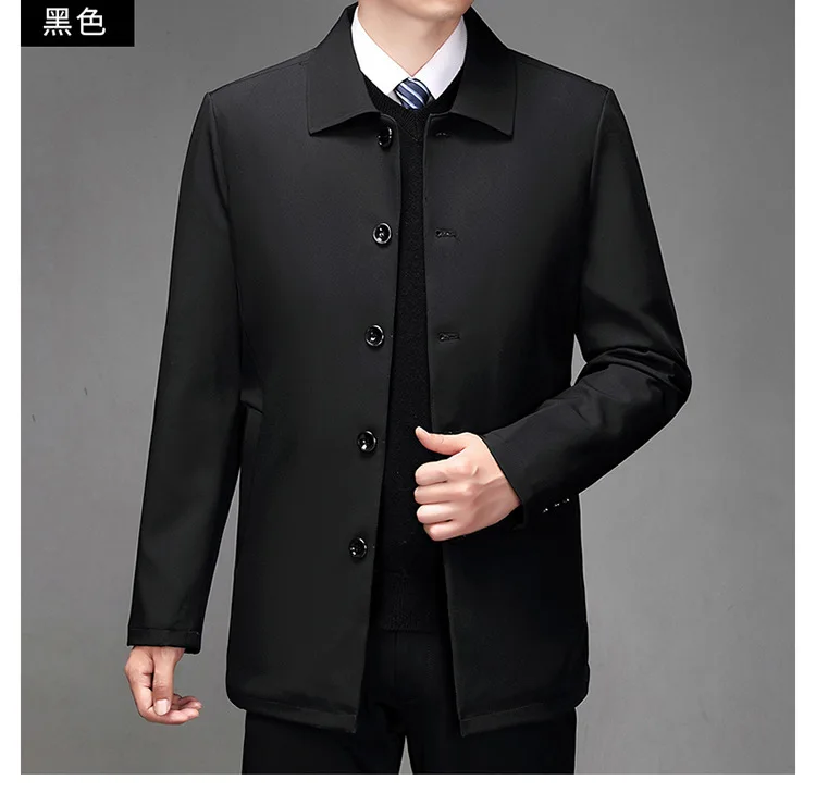 2025 High-quality Middle-aged Men's Jacket Loose Casual Spring and Autumn Clothing Middle-aged Dad Coat Single-row Button Jacket