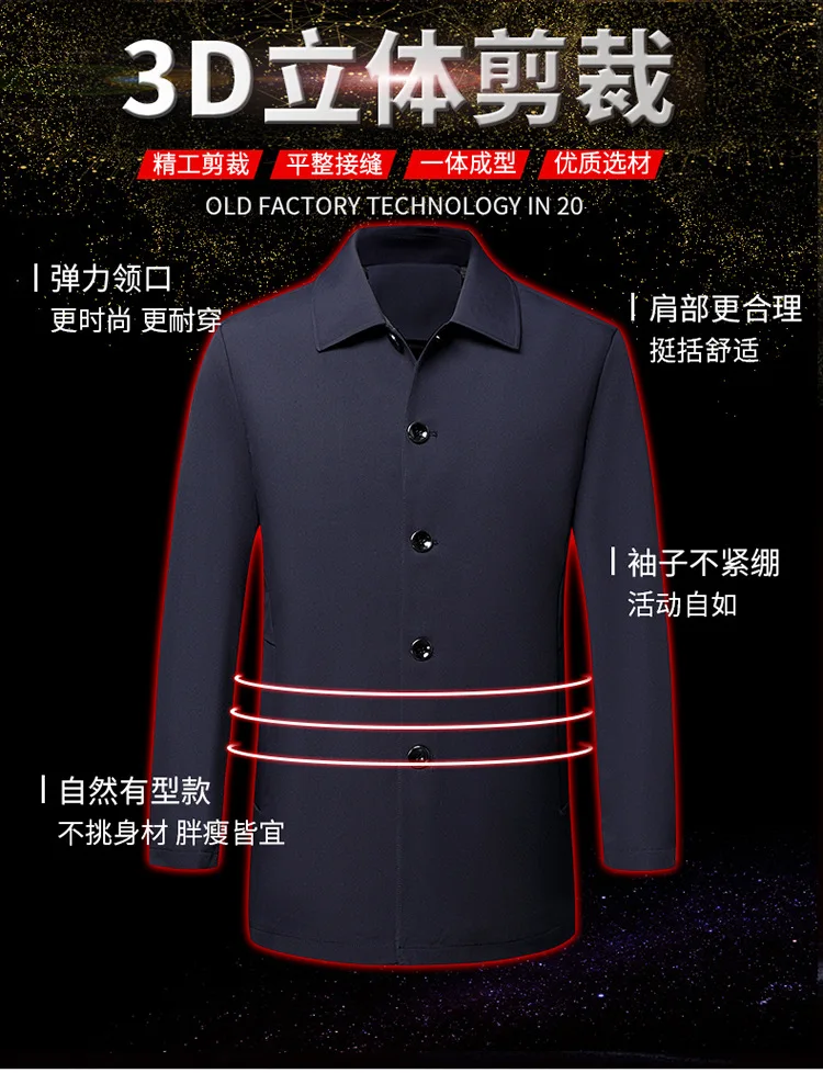 2025 High-quality Middle-aged Men's Jacket Loose Casual Spring and Autumn Clothing Middle-aged Dad Coat Single-row Button Jacket
