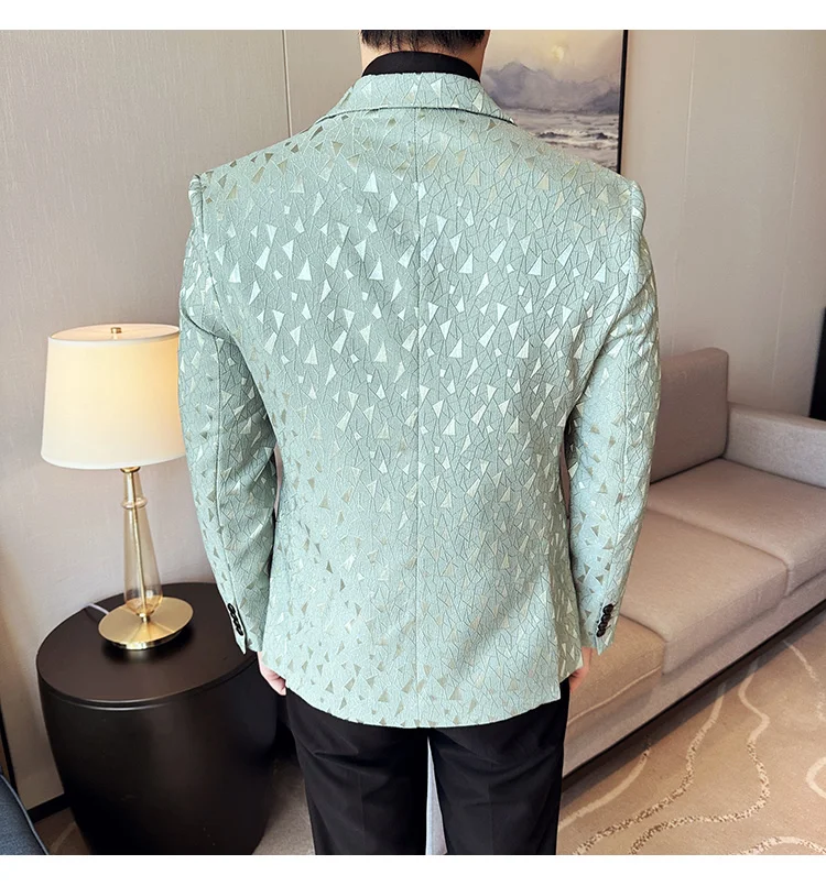 New British Style Korean Style Suit Jacket Business Formal Slim Fit Fashionable Printed Jacket Social Ball Groom Tailcoat Blazer
