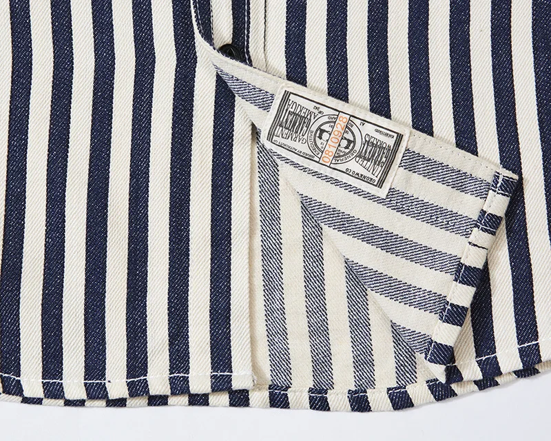 0302 America Style Good Quality Striped Shirt Men Spring Fall Fashion 100% Cotton Long Sleeve Loose Casual Cargo Lapel Blouses