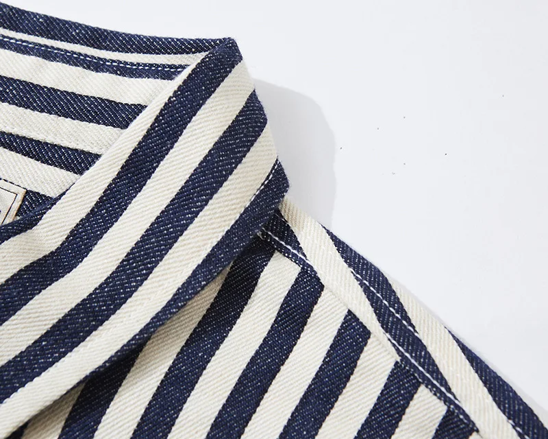 0302 America Style Good Quality Striped Shirt Men Spring Fall Fashion 100% Cotton Long Sleeve Loose Casual Cargo Lapel Blouses