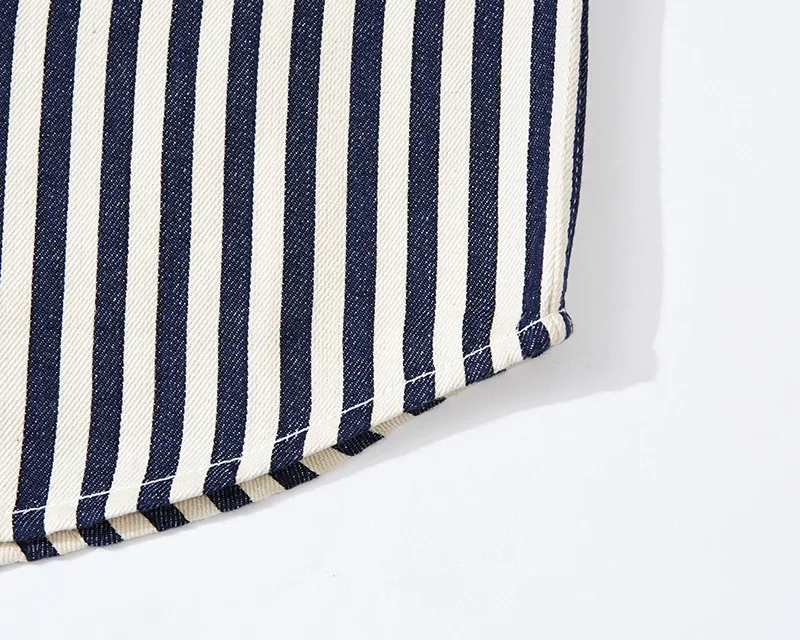 0302 America Style Good Quality Striped Shirt Men Spring Fall Fashion 100% Cotton Long Sleeve Loose Casual Cargo Lapel Blouses