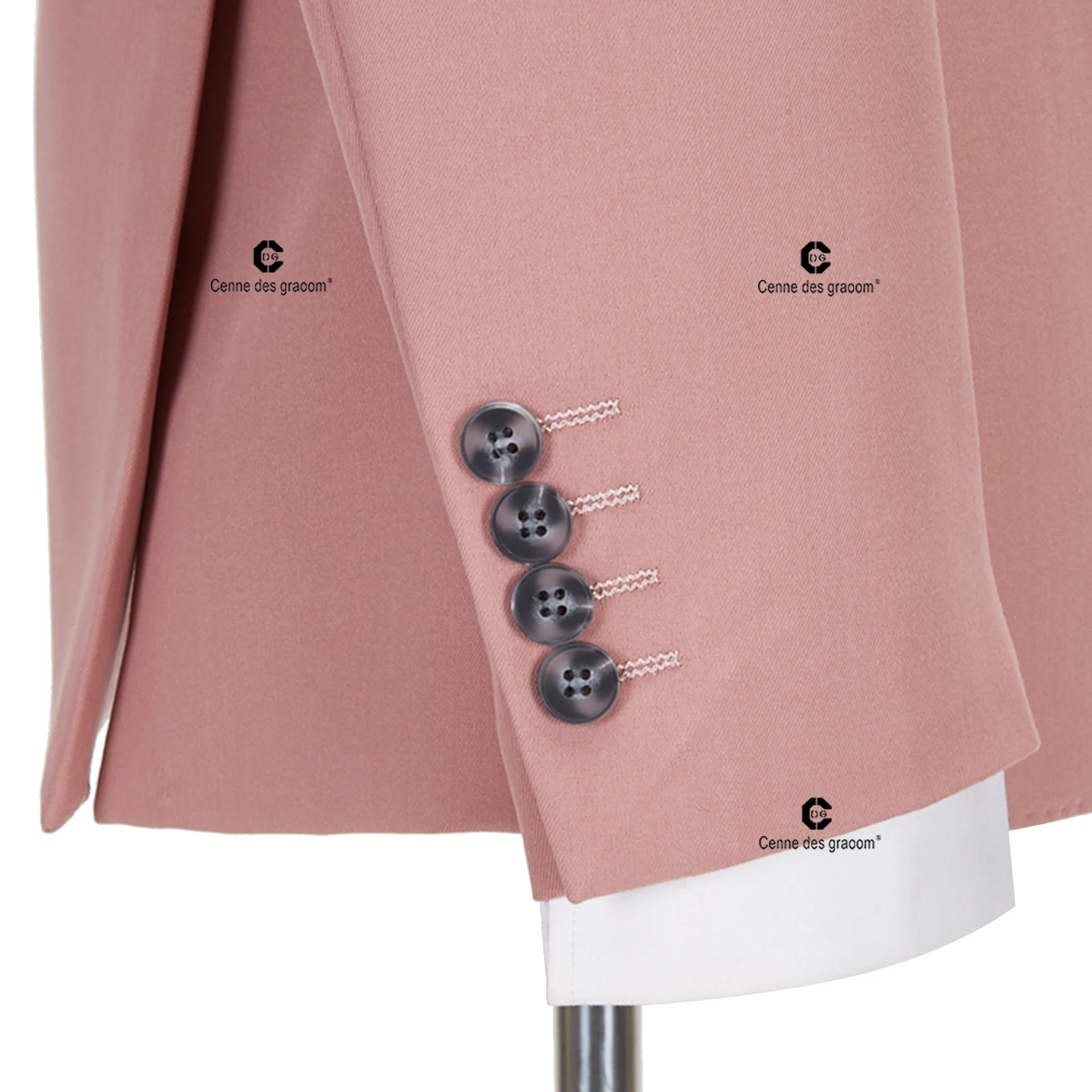 Cenne Des Graoom Classic Fit 2 Button Formal Suits for Men Solid Color Blazer Vest Pants Set Business Meeting Wedding Daily Use