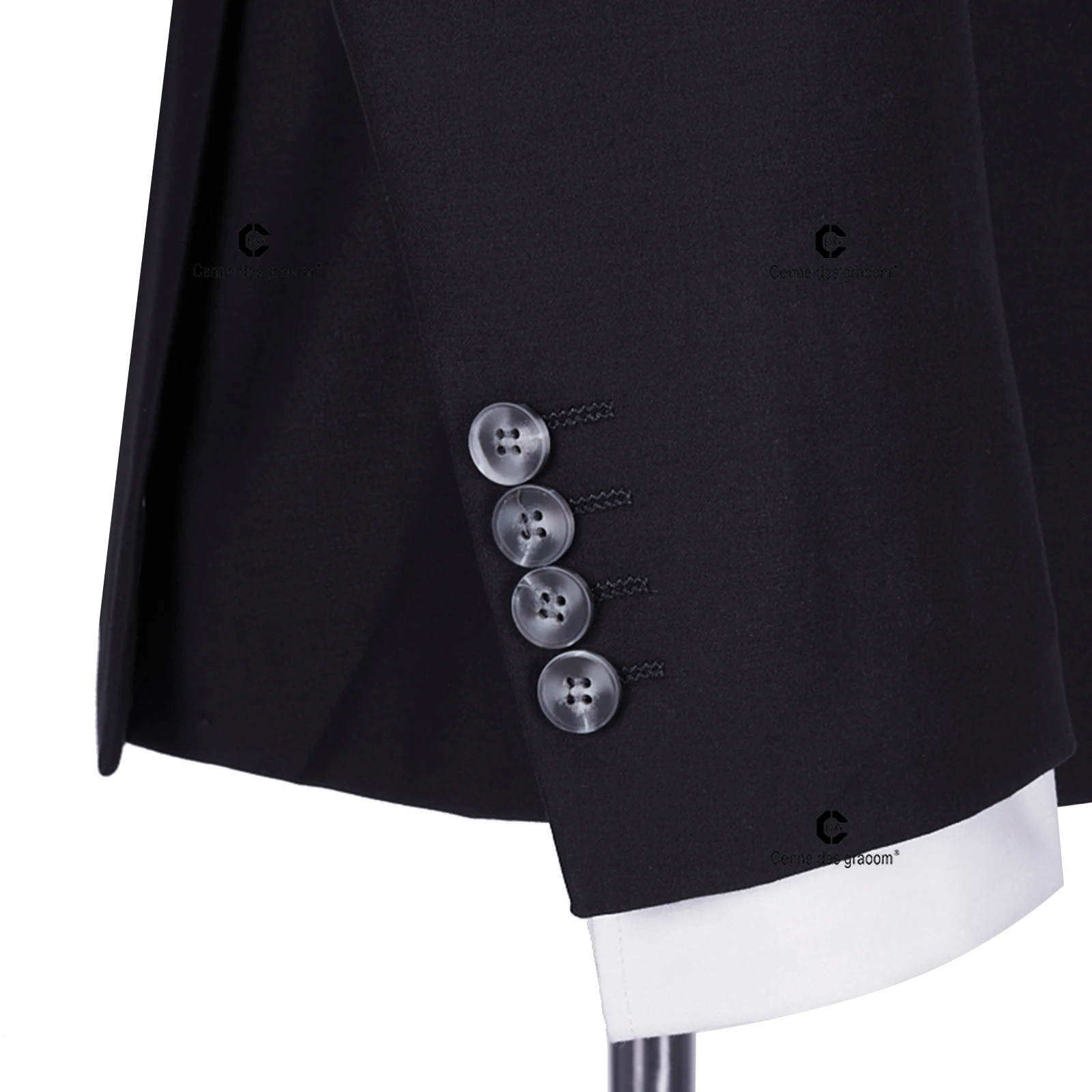 Cenne Des Graoom Classic Fit 2 Button Formal Suits for Men Solid Color Blazer Vest Pants Set Business Meeting Wedding Daily Use