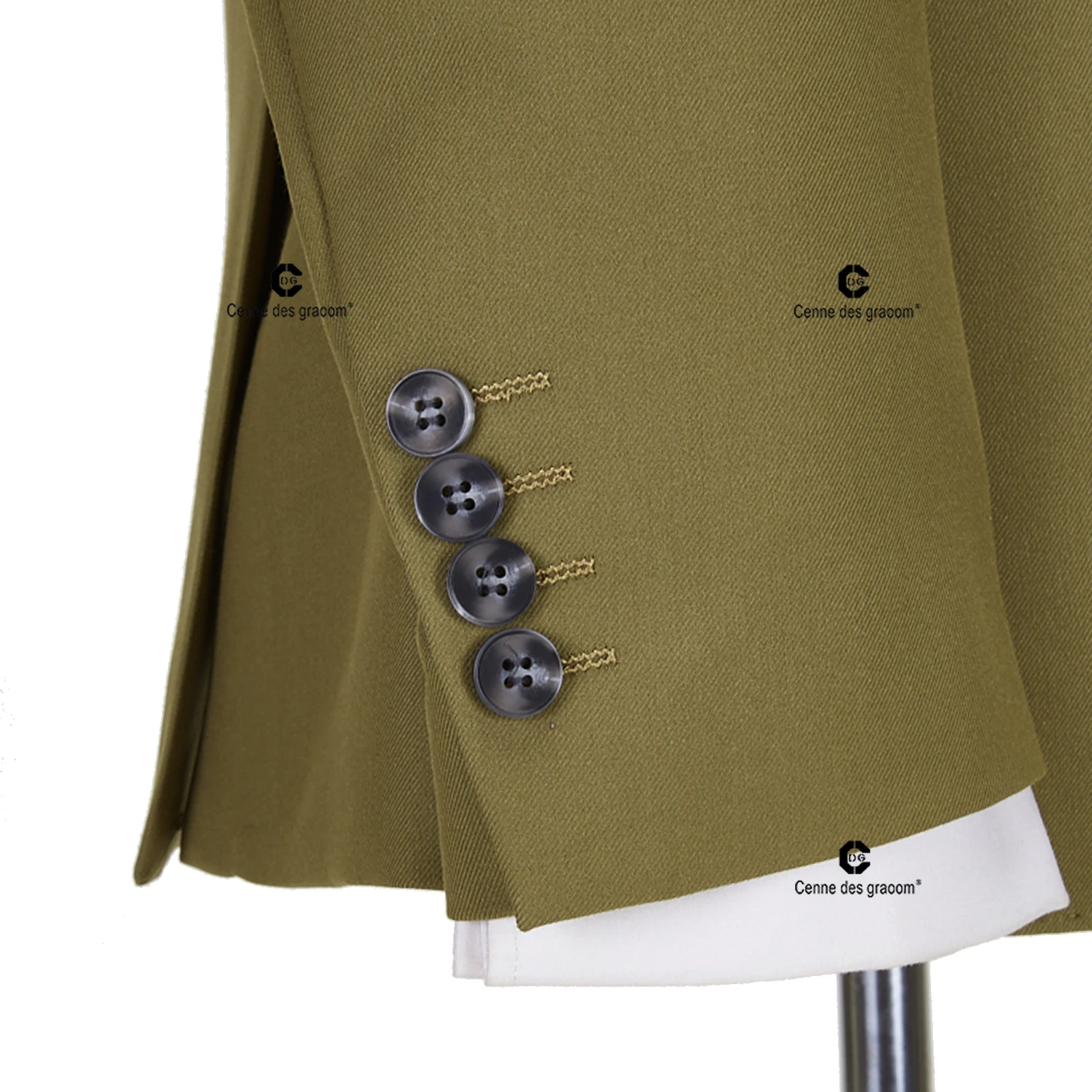 Cenne Des Graoom Classic Fit 2 Button Formal Suits for Men Solid Color Blazer Vest Pants Set Business Meeting Wedding Daily Use