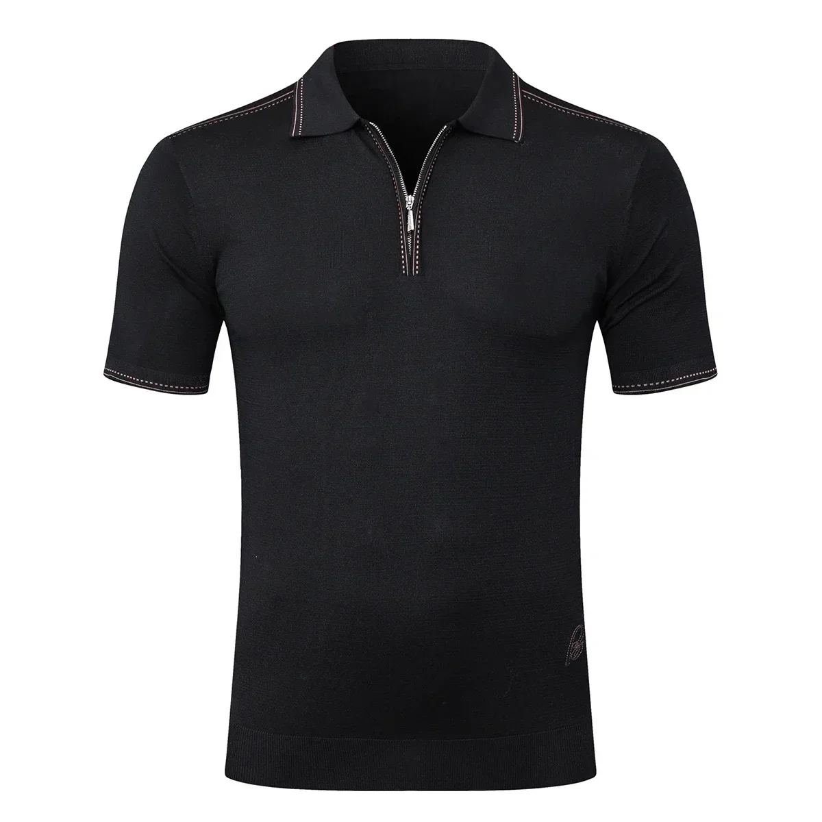 BILLIONAIRE BLSK CPRT polo shirt silk men 2026 New Solid color elastic short sleeve thin outdoors zipper quality big size M-5XL