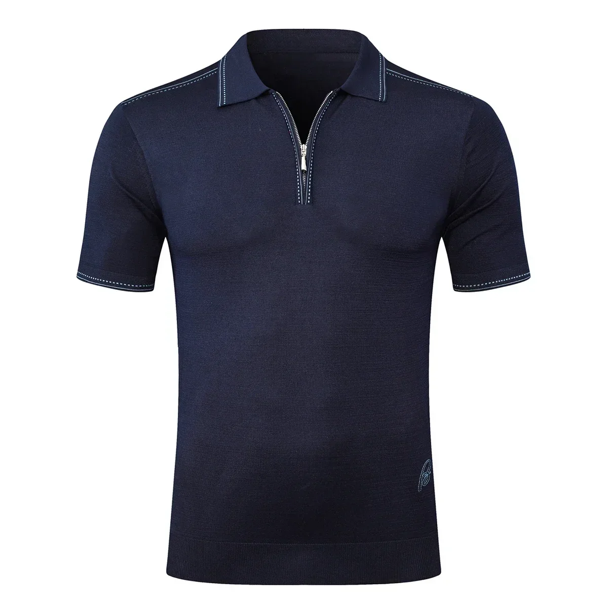 BILLIONAIRE BLSK CPRT polo shirt silk men 2026 New Solid color elastic short sleeve thin outdoors zipper quality big size M-5XL
